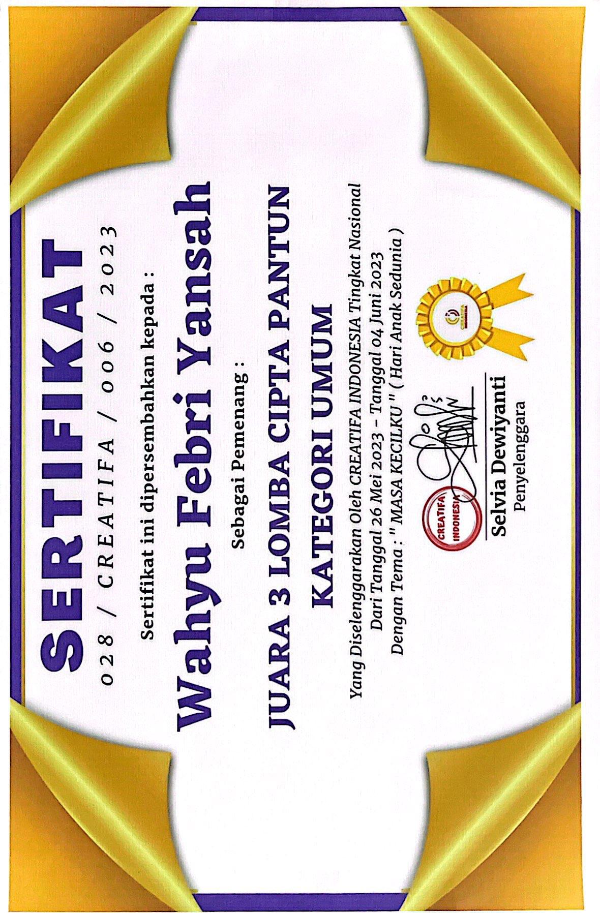 Lomba Cipta Pantun Kategori Umum